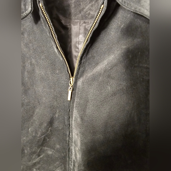 Liz Claiborne 100% Suede Women's Black Zip-Up Jacket Size Large - Picture 3 of 9